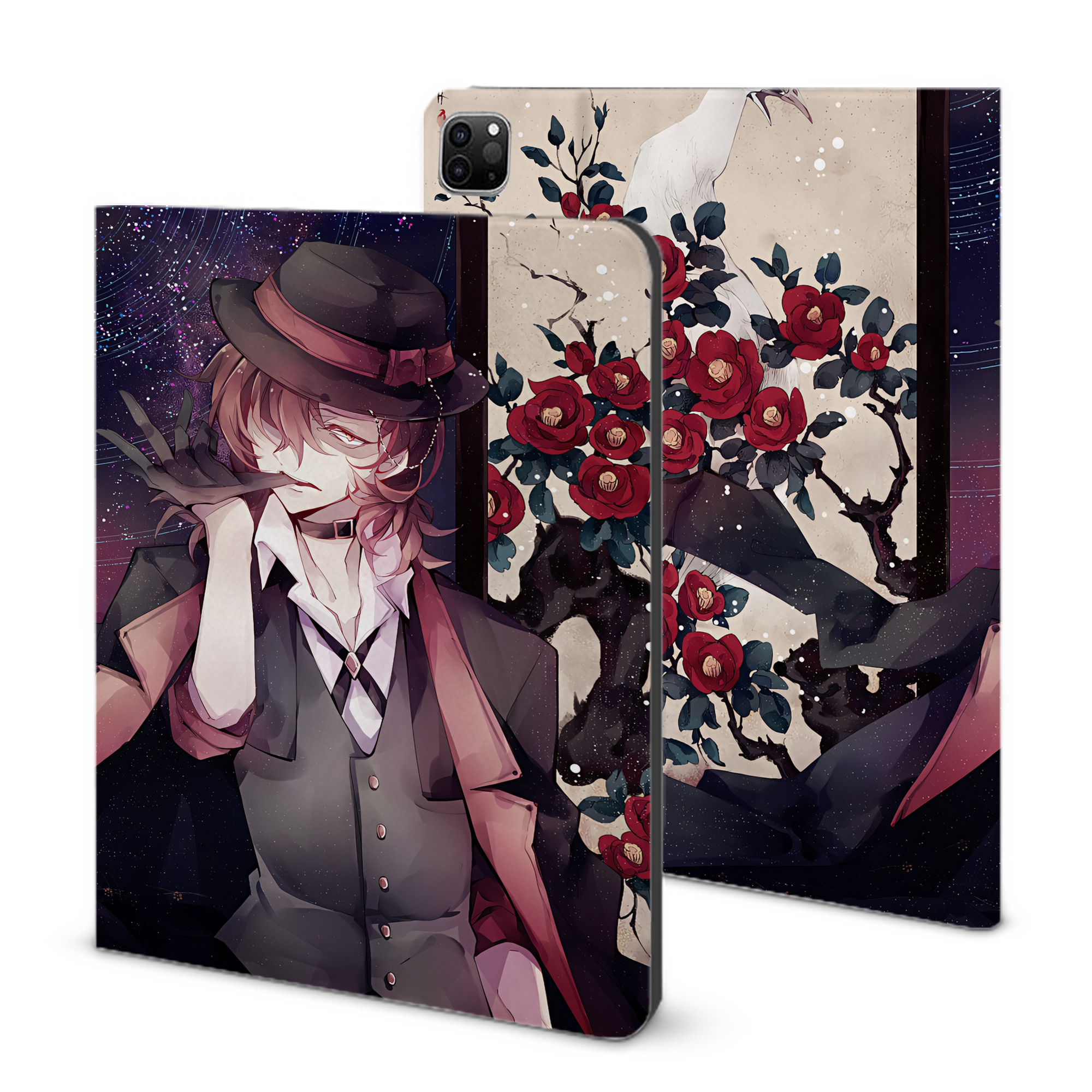 （画像用） 文豪ストレイドッグス Bungo Stray Dogs IPad ケース ブック型 PUレザー TPU 耐衝撃 軽量 薄型 ペン収納なし 全面保護 IPad 各モデル対応
